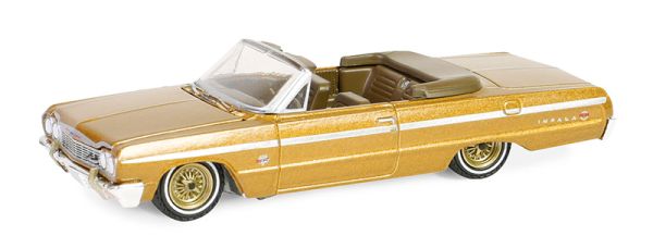 GREEN63060-D - 1964 CHEVROLET Impala cabriolet Oro della serie CALIFORNIA LOWRIDERS in blister - 1