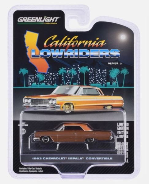 GREEN63070-C - CHEVROLET Impala Convertible 1963 marrone della serie CALIFORNIA LOWRIDERS in blister - 1