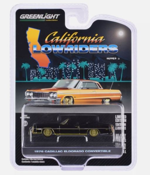 GREEN63070-F - CADILLAC Eldorado convertibile 1976 nero e oro della serie CALIFORNIA LOWRIDERS in blister - 1