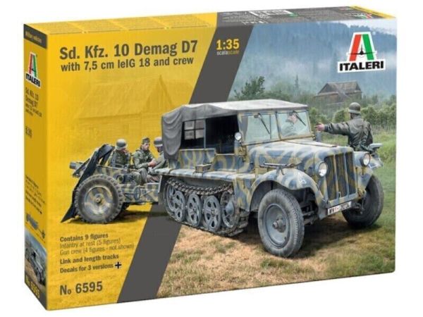 ITA6595 - Veicolo Sd.Kfz.10 Demag con Le.IG18 ed equipaggio da assemblare e verniciare - 1