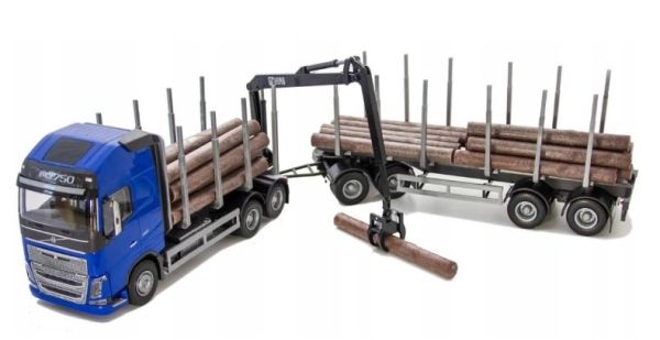 EMEK70304 - VOLVO FH16 6x4 blu con Dolly e rimorchio 2 assi per il trasporto del legno - 1