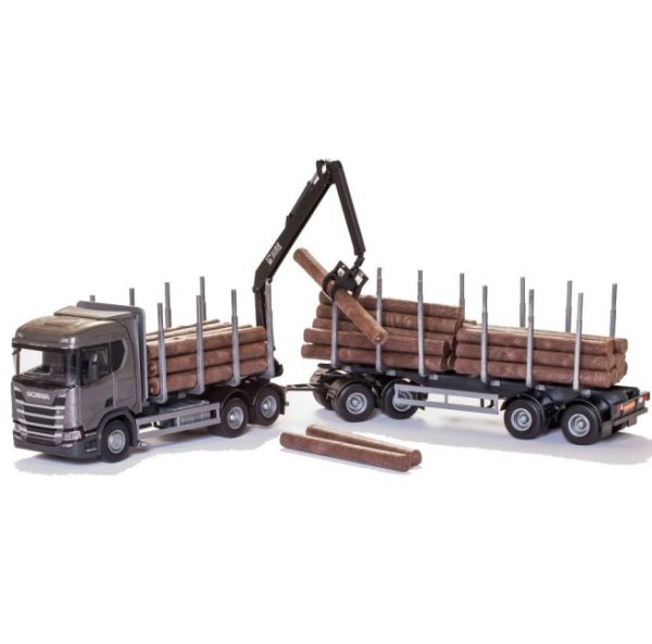 EMEK70603 - SCANIA R450 6x4 grigio con Dolly e rimorchio 2 assi per trasporto legno - 1