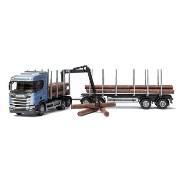 EMEK70604 - SCANIA R450 6x4 blu con Dolly e rimorchio 2 assi per trasporto legno - 1