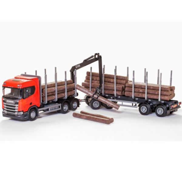 EMEK70605 - SCANIA R450 6x4 rosso con Dolly e rimorchio 2 assi di trasporto del legno - 1