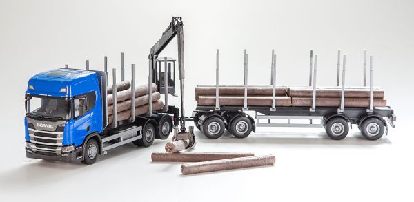 EMEK71694 - SCANIA CR 20H 6x4 blu con Dolly e rimorchio 2 assi per il trasporto del legno - 1