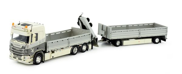 TEK83196 - SCANIA Autocarro rettilineo R650-V8 6x2 di nuova generazione con gru e rimorchio 1+1 Assi VOGEL KRAN Transport - 1