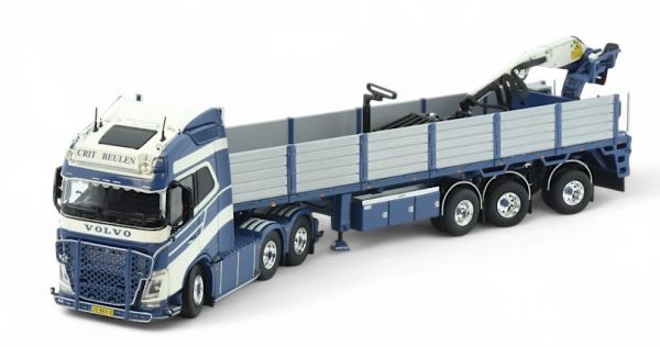 TEK86157 - VOLVO FH04 Globetrotter 6x2 con piattaforma a 3 assi e gru di carico CRIT BEULEN - 1