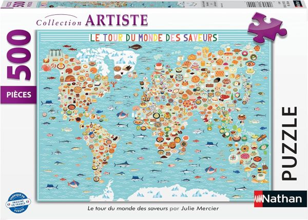 NAT872909 - Puzzle da 500 pezzi Le tour du monde des saveurs di Julie Mercier - 1