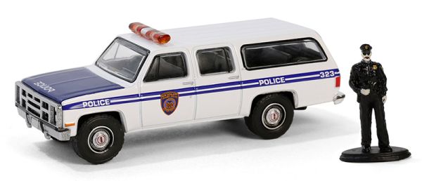 GREEN97160-D - GMC Suburban 2500 1985 Police con figurina della serie THE HOBBY SHOP in blister - 1