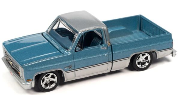 AW64402B-D - CHEVY Silverado Fleeside 1985 blu e grigia - In blister - 1