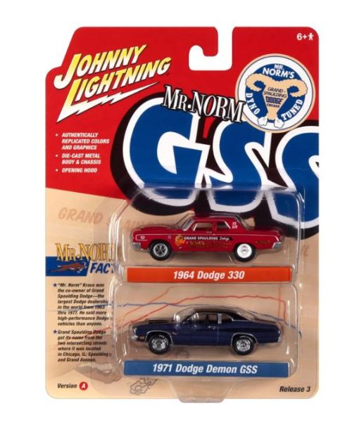 JLPK019A-1 - DODGE 330 1964 rosso e DODGE Demon GSS 1971 blu - Mr. NORM - dalla serie TWIN PACK 2022 in blister - 1