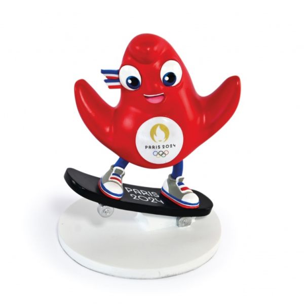 JO2510 - Statuetta ufficiale dei Giochi Olimpici di Parigi 2024 - con skateboard - 12,5 cm - 1