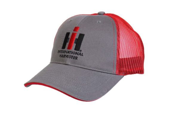 OBT128 - Cappello INTERNATIONAL grigio con retro in maglia rossa - 1