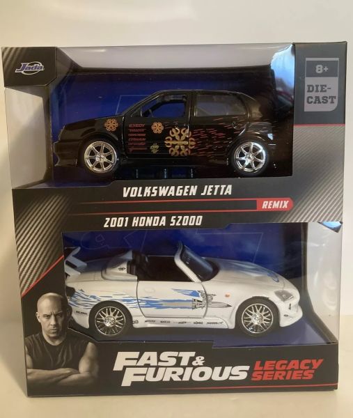 JAD35389 - Pacchetto 2 auto VOLKSWAGEN Jetta nera e HONDA S2000 2001 argento FAST and Furious - 1