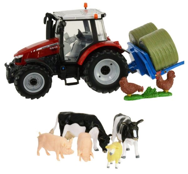 BRI43205 - MASSEY-FERGUSON 5612 con accessori e animali - 1