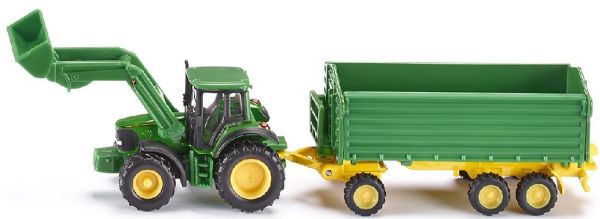 SIK1843 - JOHN DEERE con caricatore e rimorchio a 3 assi Ech:1/87 - 1