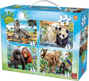 KING05321 - 4 puzzle 12-16-20-24 pezzi Animali del mondo