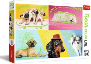 TRF10578 - Puzzle 1000 Pezzi Cani con colore verde neon