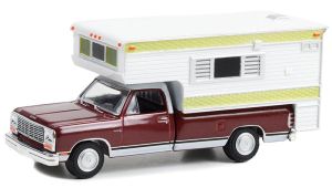 GREEN30409 - DODGE Ram D-250 royal Pick-up rosso del 1981 con grande camper sotto blister