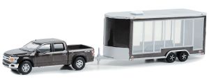 GREEN32280-D - FORD F-150 Lariat 4X4 2020 grigio con rimorchio vetrato della serie HITCH & TOW, in blister