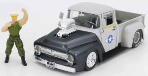 JAD34373 - FORD F100 Pick-up 1956 grigio con figura di Guile