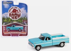 GREEN48100-C - FORD F250 Farm & Ranch 1969 blu della serie DOWN ON THE FARM 10 in blister