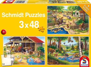 SCM56203 - 3 Puzzle 48 pezzi Tutti i miei animali preferiti