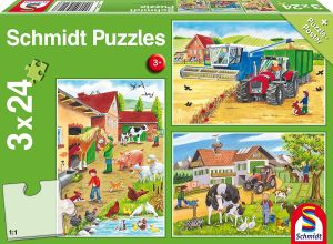 SCM56216 - 3 puzzle della fattoria da 24 pezzi con poster