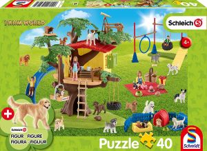 SCM56403 - 40 pezzi Puzzle SCHLEICH Happy Dogs con figura