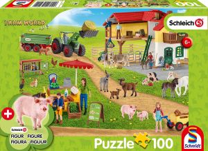 SCM56404 - 100 pezzi Puzzle SHCLEICH Fattoria e negozio con figura