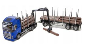 EMEK70304 - VOLVO FH16 6x4 blu con Dolly e rimorchio 2 assi per il trasporto del legno