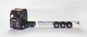 EMEK86003 - SCANIA S 4x2 nero con rimorchio a 3 assi