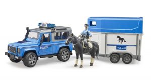 BRU2588 - POLIZIA LAND ROVER Difensore con furgone; cavallo e poliziotto