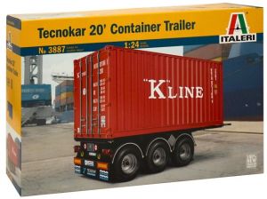 ITA3887 - Rimorchio portacontainer a 3 assi TECNOKAR con modello container Kline da 20 piedi da assemblare e verniciare