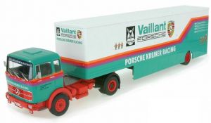 IXOTTR014 - MERCEDES BENZ LPS 1632 4x2 e rimorchio per furgone Vaillant Porsche Kremer Racing Transport