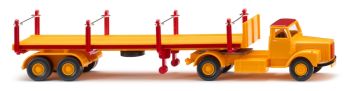 WIK051844 - SCANIA 4x2 con pianale di carico 2 assi giallo e rosso