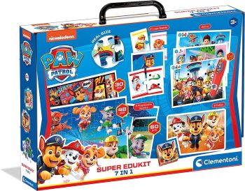 CLE18112 - Super Edukit Patrol 7 in 1 - 3 puzzle 1 puzzle cubo Memo Domino Quiz con penna elettronica