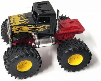 NEW19936G - Monster truck nero con fiamme - Camion