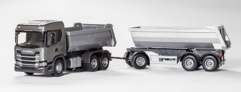 EMEK20603 - SCANIA G 6x4 grigio con rimorchio 1 + 2 assi