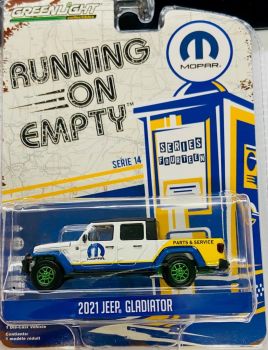 GREEN41140-FVERT - 2021 JEEP Gladiator con cerchi verdi MOPAR della serie RUNNING ON EMPTY in blister