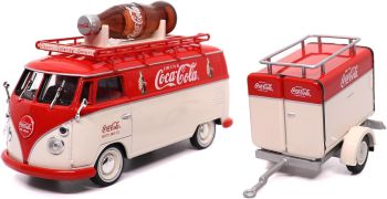 MCITY443060 - VOLKSWAGEN T1 combi 1960 con bottiglia sul tetto e rimorchio COCA-COLA