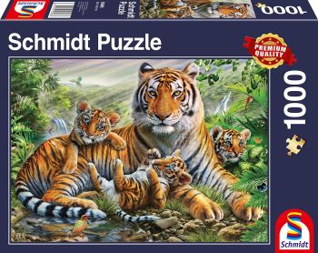 SCM58986 - Puzzle 1000 pezzi Tigre e i suoi cuccioli