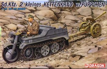 DRA6114 - Veicolo cingolato con cannone sd.Kfz. 2 Kettenkrad con figura da assemblare e dipingere