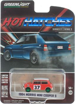 GREEN63020-AVERT - MINI COOPER Morris 1964 #37 cerchi verdi 1964 dalla serie HOT HATCHES in blister