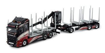 TEK76415 - SCANIA R Highline 6x4 autocarro diritto con rimorchio 1+2 assi LALANNE trasporto legname