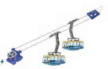 JC89395 - Seggiovia elettrica con 2 gondole blu e gialle - AHORNBAHN