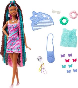 MATHCM91 - Barbie Totally Hair- Capelli fantasia con accessori e farfalle