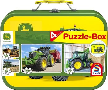 PUZ56497 - Scatola di 4 puzzle 2x60 pezzi e 2x100 pezzi sui trattori JOHN DEERE