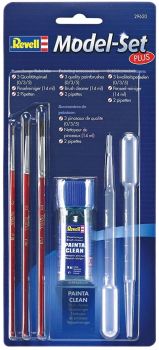 REV29620 - Accessori per la pittura con 3 spazzole 0/3/5; 1 flacone di detergente da 14 ml e 2 pipette da 3 ml